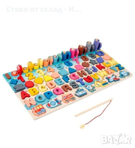 Голяма дървена дъска 7 в 1 Family, 40 x 14,5 x 4,5 cm Монтесори