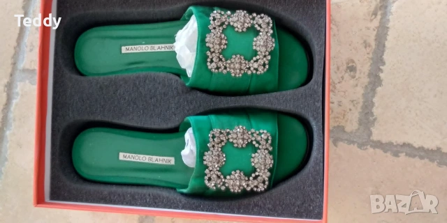  Обувки чехли Manоlo Blahnik (оригинал, нисък ток), номер 38.5-39, снимка 3 - Дамски елегантни обувки - 55054756