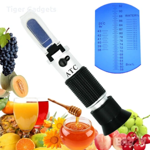Ръчен рефрактометър за мед 58–90% Brix ATC измерване на захарност и влажност