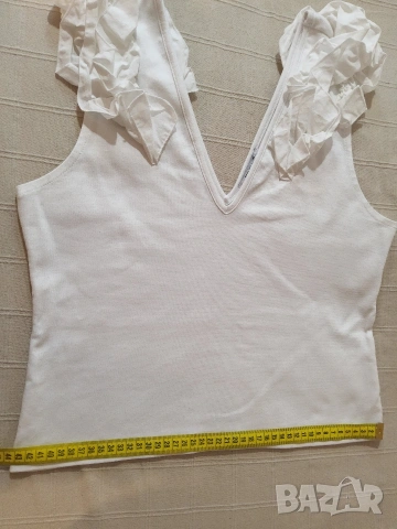 Разкошна бяла блуза на ZARA р-р 28, снимка 6 - Корсети, бюстиета, топове - 54381491