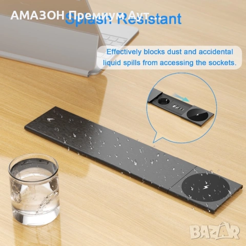 разклонител за вграждане/3 гнезда/15W безжично зарядно/2 USB-C PD 30 W/2 USB-A порта, Inox капак, снимка 3 - Други - 54710717