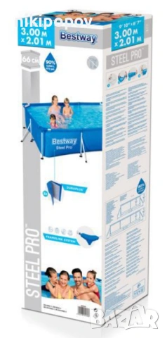 BESTWAY правоъгълен басейн 3.00m x 2.01m x 66cm Steel Pro, снимка 2 - Други - 54646149