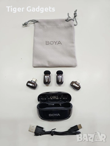 BOYA mini 2-01 Lunar Silver – Безжична микрофонна система USB-C + Lightning, снимка 6 - Микрофони - 54959939