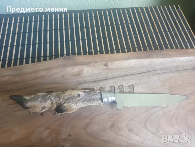 Уникален ловен нож с дръжка от сърнешки крак, снимка 6 - Ножове - 55323120