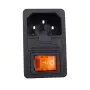 Захранващо гнездо IEC320, C14, АС, с копче и предпазител, 4A, 250VAC, Оранжев, снимка 1