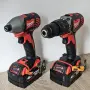 НОВ комплект Milwaukee M18 ударен гайковерт и винтоверт с 2 батерии 4Ah, зарядно и куфар, снимка 4