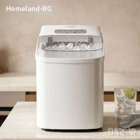 Ледогенератор Adler AD-8800, 105W, 12кг/24ч, 1.4L резервоар, Тъч панел, R600a агент, 2 размера, Бял, снимка 2 - Други - 55507233