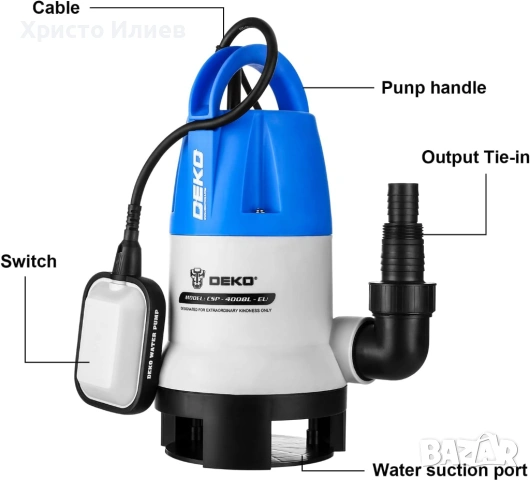 Потопяема водна помпа 400W 8000L/H за чиста и мръсна вода авто стоп, снимка 6 - Водни помпи - 53971051