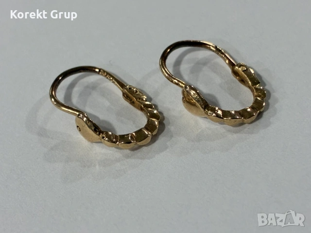 Златни обеци детски 14к злато, снимка 4 - Обеци - 54161892