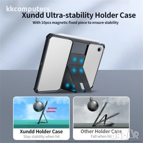 XUNDD калъф за Samsung Tab A11/A9 – TPU+PC, подставка, Airbag, протектор, черен, снимка 2 - Калъфи, кейсове - 54548244
