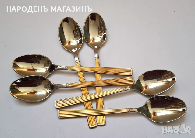 SOLINGEN - Немски сервиз позлатени лъжички за чай кафе 24 карата злато , снимка 4 - Други ценни предмети - 54767231