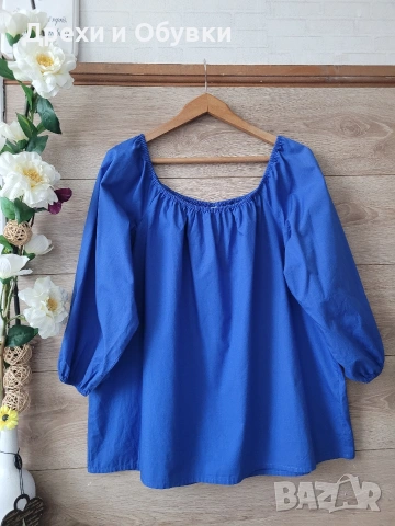 Синя лятна блуза памучна материя , снимка 3 - Туники - 54138675