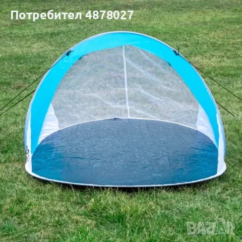 Саморазпъваща се плажна палатка с UV защита – Ветрозащитен сенник, лесно разпъване, с калъф и колчет, снимка 3 - Палатки - 55354438