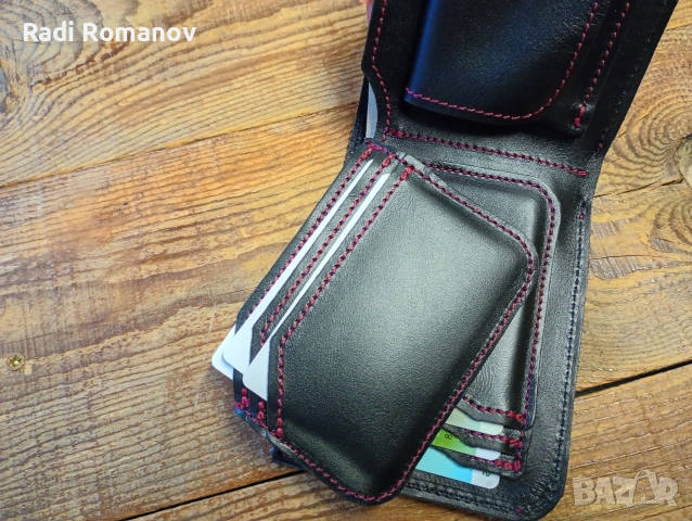 Ръчно изработен мъжки кожен портфейл , снимка 5 - Портфейли, портмонета - 54009671
