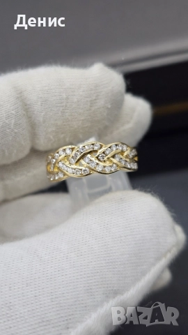 Луксозен пръстен 18K (750) с естествени диаманти | 5.44 гр | Infinity Weave Design, снимка 2 - Пръстени - 55282420