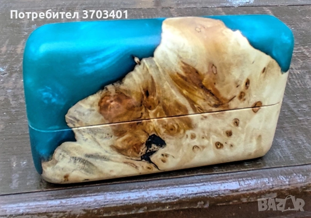 Кутийка за пръстени от дърво и епоксидна смола, снимка 2 - Пръстени - 54825067
