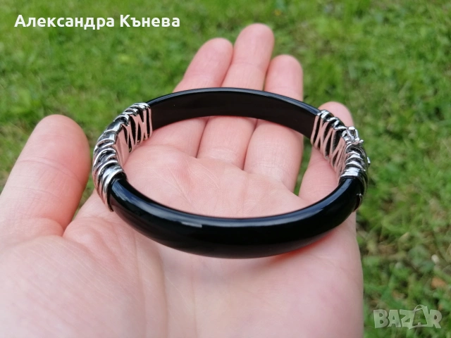 Гривна оникс и сребро, снимка 4 - Гривни - 30018332