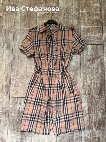 Оригинална маркова памук памучна 100% оригинала рокля риза Burberry Britain каре, снимка 3 - Рокли - 55009628