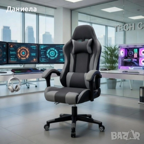 Ергономичен офис и геймърски сив стол – Максимален комфорт за гърба и врата, регулируем, снимка 6 - Столове - 54204517