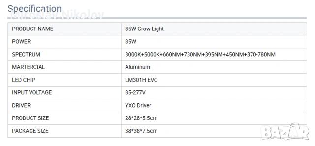 LED Лампа за отглеждане на растения - Samsung LM301H, снимка 6 - Лед осветление - 54048198
