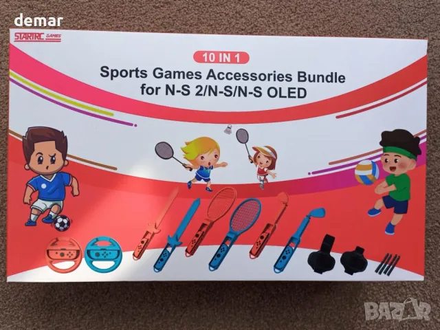 Комплект аксесоари за спортни игри, съвместим със Switch 2/Switch/OLED, 10 в 1 семеен комплект, снимка 10 - Аксесоари - 55622007