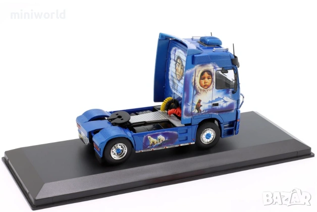 Mercedes-Benz ACTROS MP1 влекач "Eskimo Arctic" 1998 - мащаб 1:43 на Hachette нов в блистер, снимка 5 - Колекции - 54695903