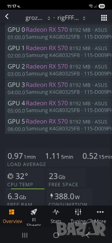 Майнинг риг RX470 8gb, снимка 5 - Видеокарти - 54639607