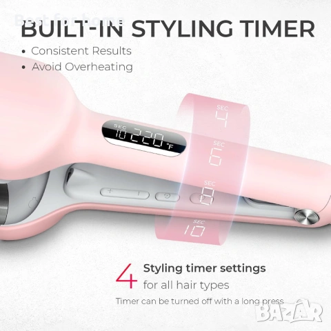 Маша за коса - TYMO ROVY Beach Waves Curling Wand, йонна маша за дълбоки къдрици , снимка 3 - Маши за коса - 54069621