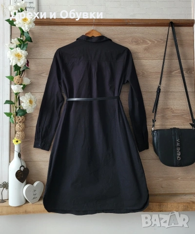 Черна рокля тип риза памучна материя ASOS, снимка 6 - Рокли - 54096300
