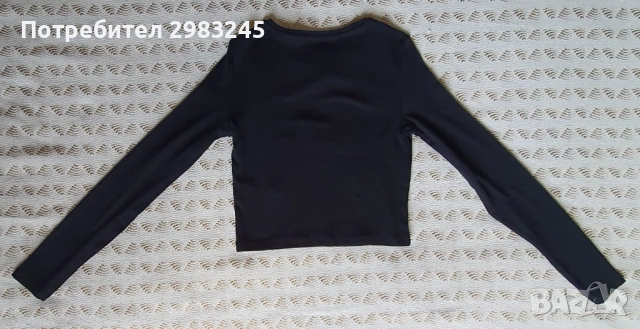 Тънка черна дамска блуза с дълги ръкави, снимка 2 - Блузи с дълъг ръкав и пуловери - 54243166