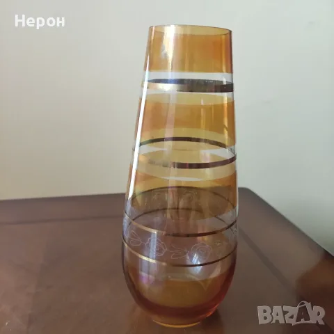 Стъклена ваза цветна, снимка 2 - Вази - 55427229