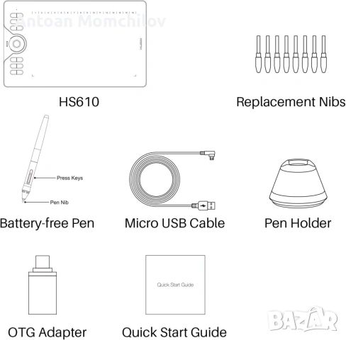 Графичен таблет HUION HS610 10x6.25 8192 нива, снимка 2 - Таблети - 55072730
