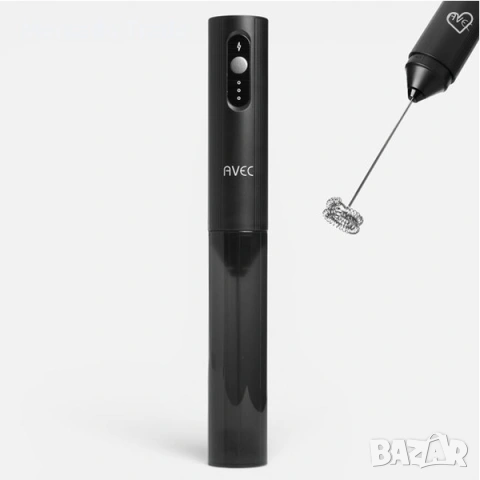 Презареждащ ръчен миксер за фрапе Mercado Trade,  USB, Черен