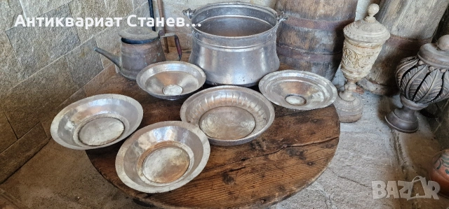 Медно менчо и 5 броя сахани, снимка 3 - Антикварни и старинни предмети - 54509779