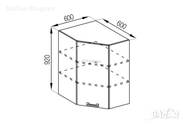 Горен кухненски шкаф ъглов, снимка 2 - Шкафове - 55218591