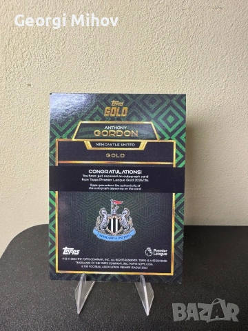 Anthony Gordon Auto /75 Topps Gold Premier League, снимка 2 - Колекции - 53994812