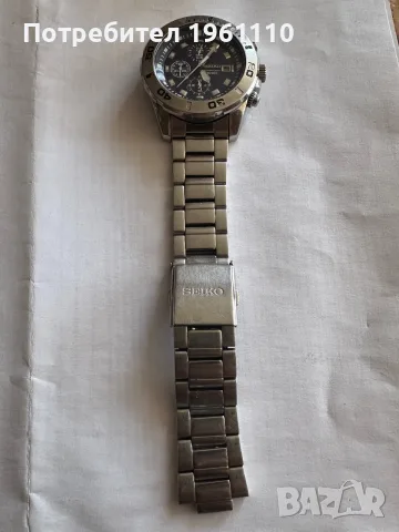 SEIKO, Мъжки кварцов часовник аналогов хронограф WR 100M син циферблат., снимка 4 - Антикварни и старинни предмети - 55475699