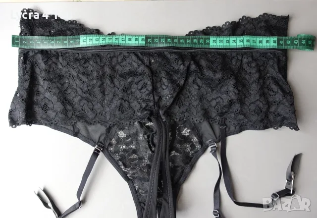 LoveHoney Lingerie XL черни дантелени полупрашки с отворено дъно, снимка 5 - Бельо - 55565570