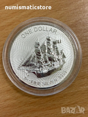 Острови Кук - 1 долар – кораб, 1 OZ – Сребърна монета , 1 унция, снимка 3 - Нумизматика и бонистика - 54528959