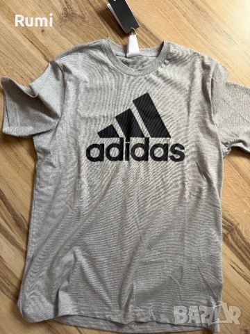 Нова оригинална сива мъжка тениска Adidas Big Logo Essentials! M, снимка 2 - Тениски - 54729951