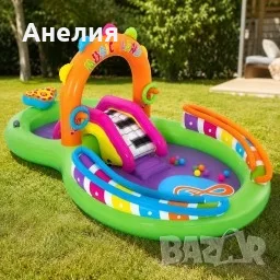 Надуваем детски воден парк с пързалка, фонтан и музикални игри – 295 x 190 x 137 см