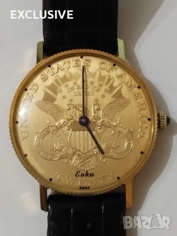 Златен часовник. Eska Twenty Dollars $20 Златна монета 18K жълто злато