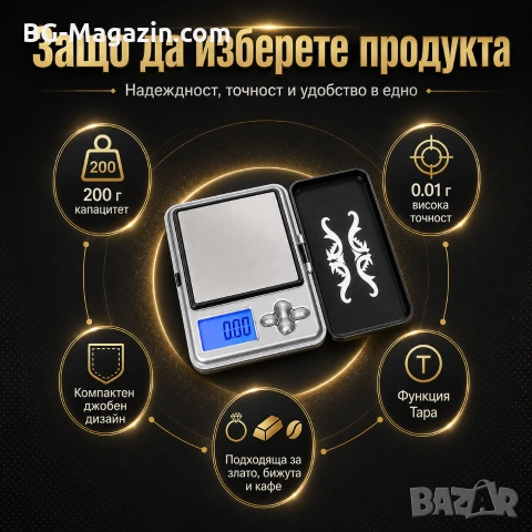 Малка джобна електронна везна 0.01 мини за злато бижута храна лекарства подправки дигитален кантар, снимка 6 - Везни - 50929592