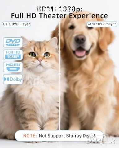 Нов Компактен DVD Player плейър HDMI USB CD MP3 JPG за телевизор с дистанционно, снимка 2 - Друга електроника - 54457671