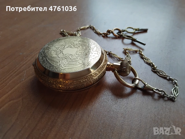 Позлатен джобен часовник "Elgin" с кюстек , снимка 3 - Антикварни и старинни предмети - 54055761