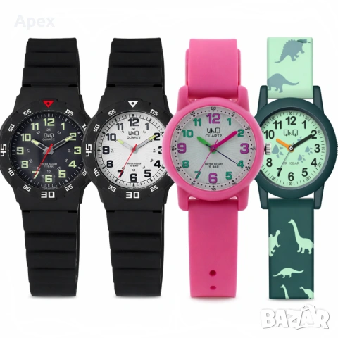 Детски Часовници Q&Q 10 BAR. Оригинален Детски Часовник QQ. Динозавър,Розов,Черен. VR19J VR99J VR41J