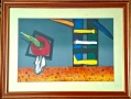 Картина, графика "Детски сънища", худ. Ливия Стоянова, 1992 г., снимка 1