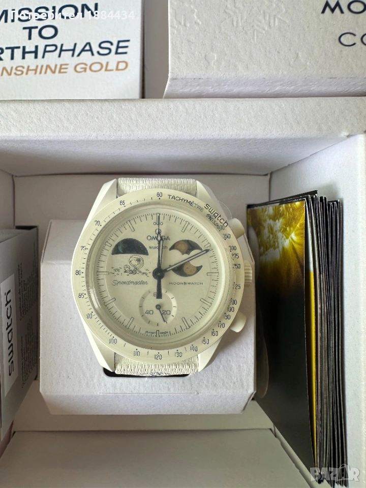 Чисто нов Swatch Omega Mission to Earth Phase moonshine gold, снимка 1