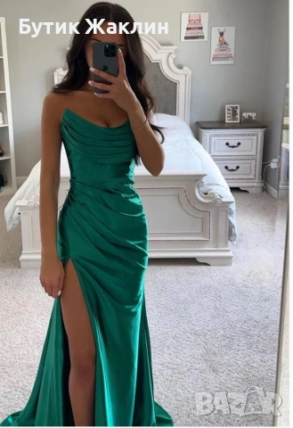 Дамска елегантна, сатенена рокля , снимка 2 - Рокли - 54153535