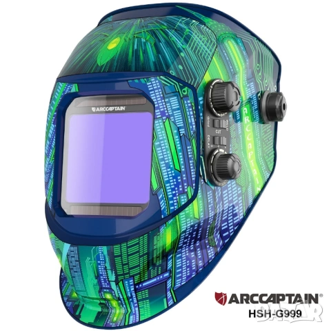 Заваръчна маска ARCCAPTAIN MIG MAG TIG с автоматично затъмняване, 100 x 93 мм, широк обзор